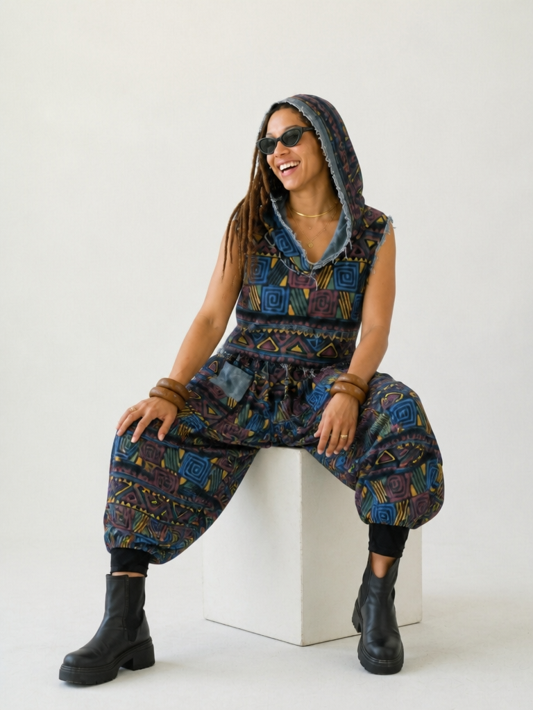 Adventurous Printed Loose Denim Set