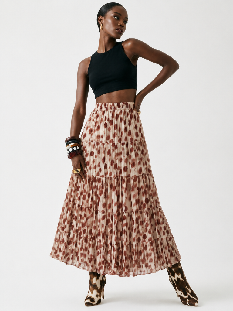 Free Spirit Dot Pleated Maxi Skirt