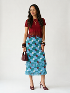 Spirited Plaid Tassel Midi Skirt