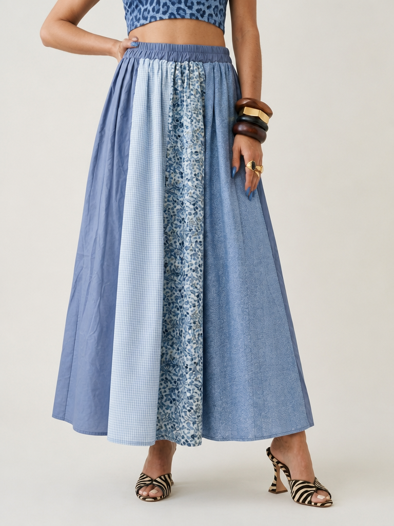 Wanderlust Patchwork Floral A-Line Skirt