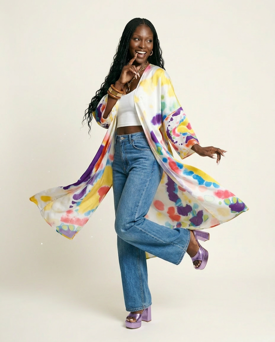 Vibrant Tie-Dye Bohemian Kimono