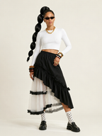 Unique Irregular Ruffle Mesh Skirt