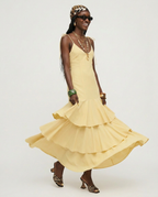 Radiant Tiered V-Neck Midi Dress