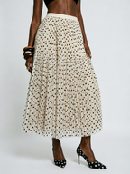 Divine Polka Dot Mesh Midi Skirt
