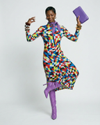 Vibrant Plaid Pleated Maxi Dress