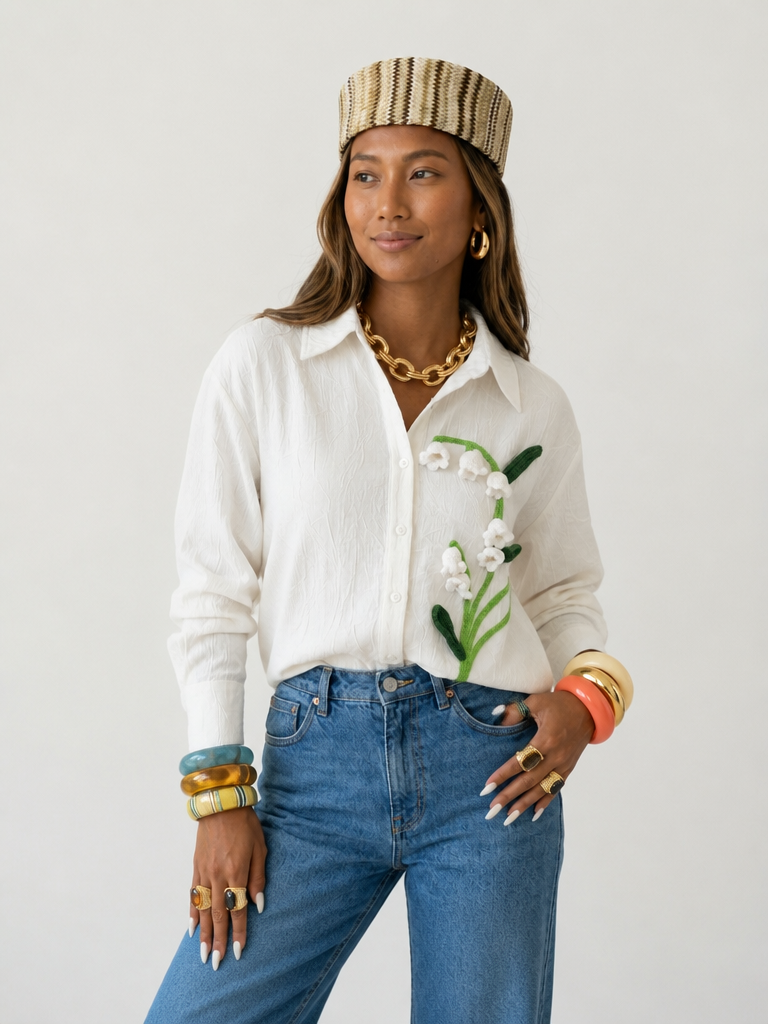 Divine Embroidered Textured Blouse