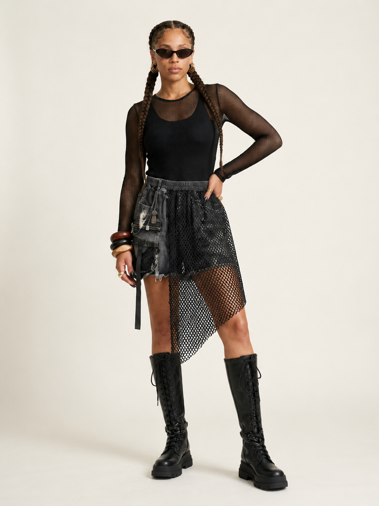 Audacious Mesh Denim Shorts