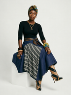 Unique Patchwork Denim Maxi Skirt