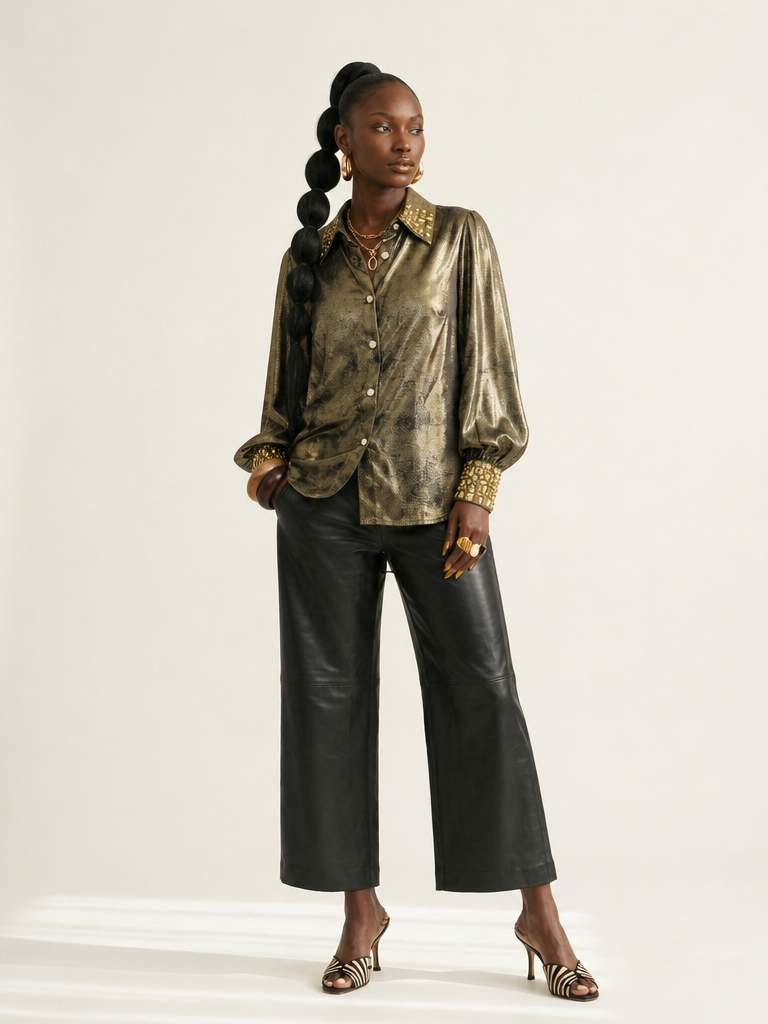 Magnetic Gold Beaded Blouse