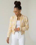 Vibrant Patterned Cropped Bomber Jacket