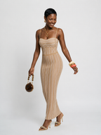 Elegant Striped Knit Maxi Dress
