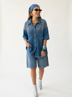 Vibrant Crystal Denim Two-Piece Set
