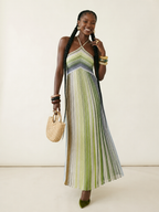 Vibrant Striped Halter Maxi Dress