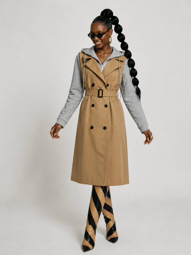 Audacious Hooded Patchwork Trench Main Image