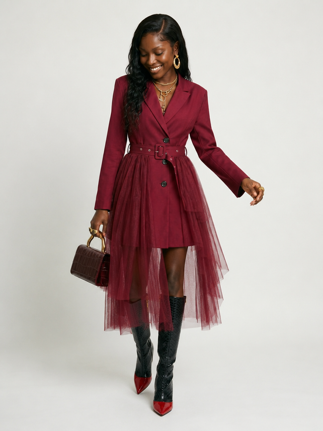 Bold Mesh Midi Blazer Main Image