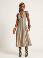 Free Spirit Striped Halter Maxi Dress
