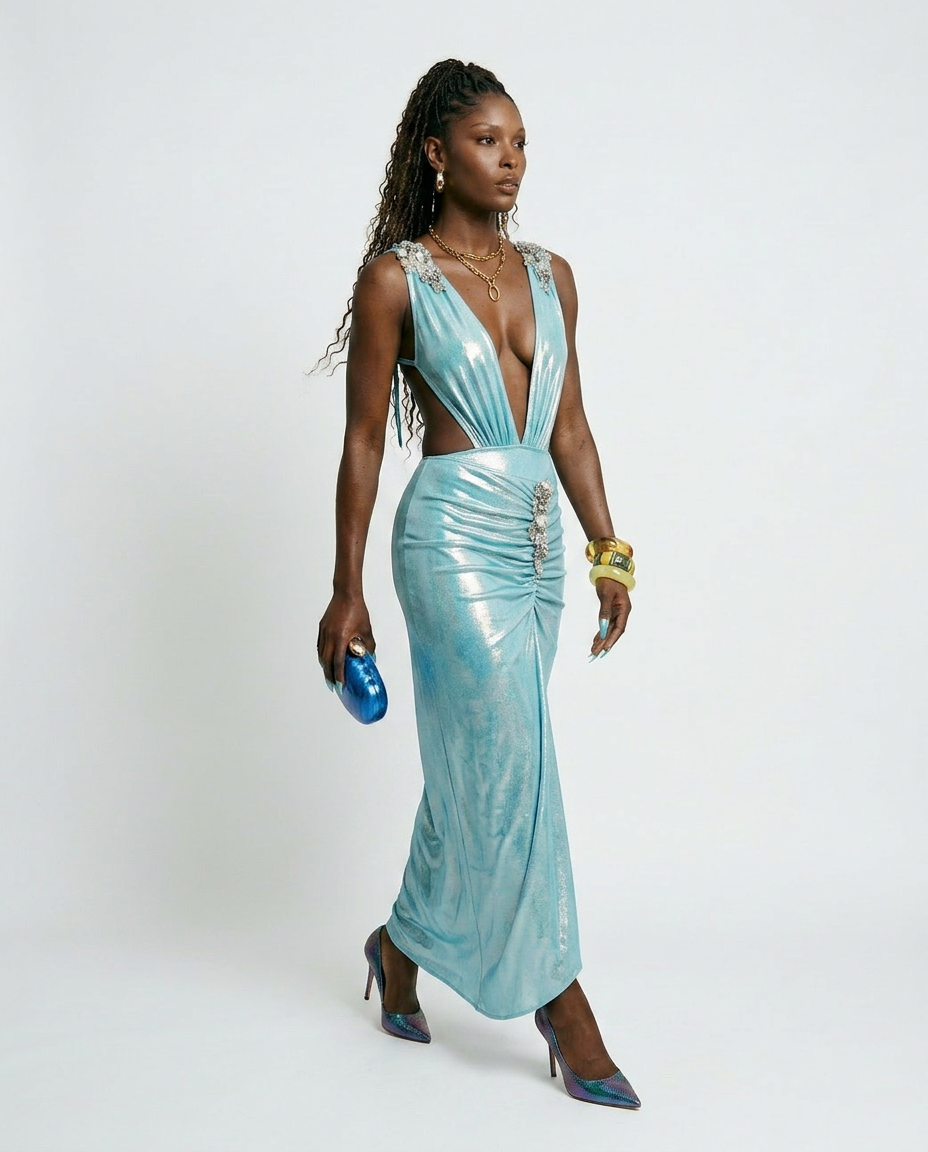 Radiant Shimmer Embroidered One-Piece