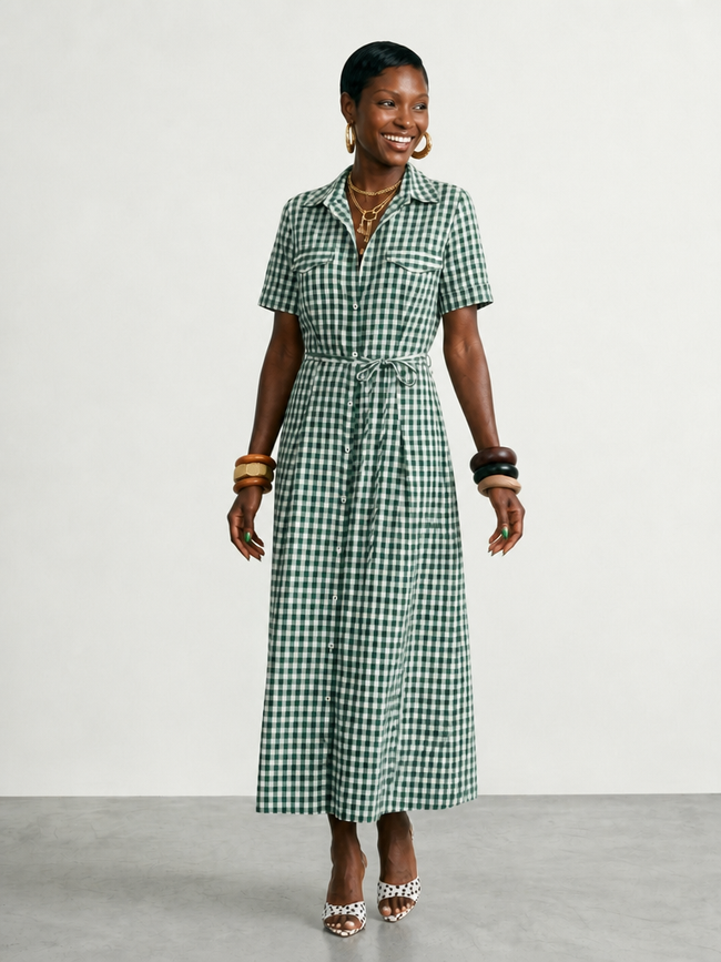 Limitless Plaid Midi Shirt Dress Main Image