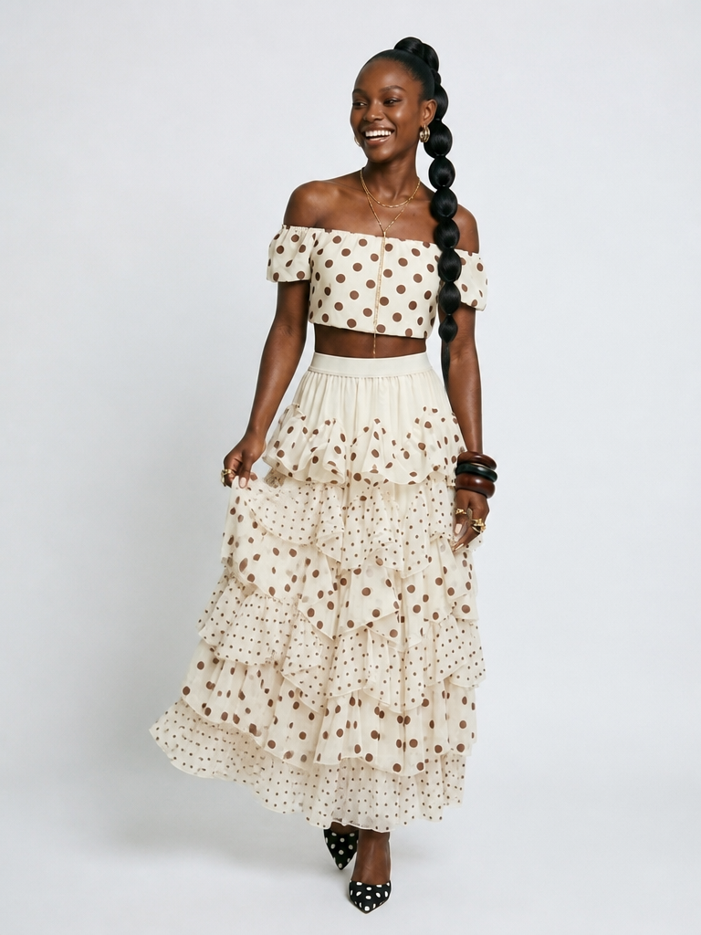 Free Spirit Polka Dot Ruffle Skirt