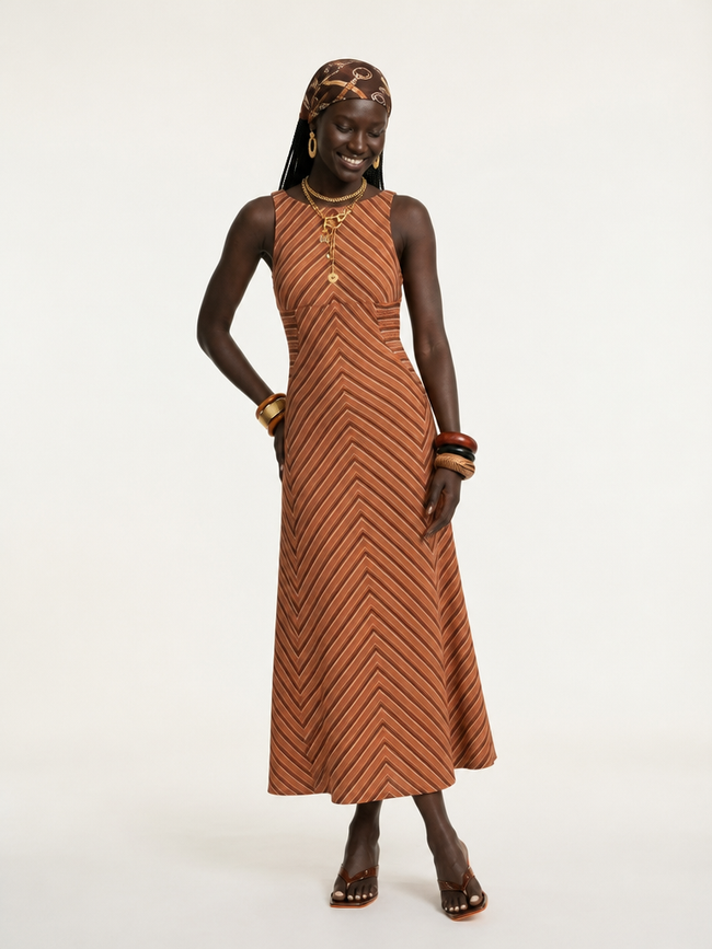 Worthy Striped Backless Maxi Dress Main Image