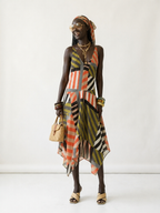 Wild Heart Patchwork Asymmetrical Maxi Dress