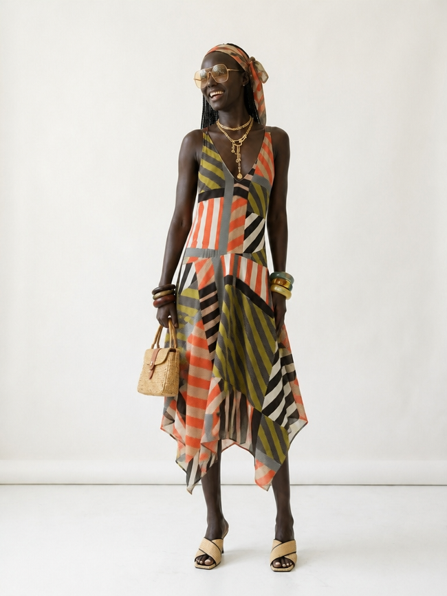 Wild Heart Patchwork Asymmetrical Maxi Dress Main Image