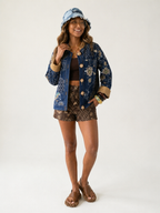 Magnetic Jacquard Beaded Denim Jacket