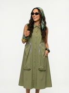 Confident Sleeveless Pocketed Shirt Dress