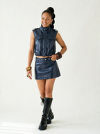 Daring Faux Leather Two-Piece Set