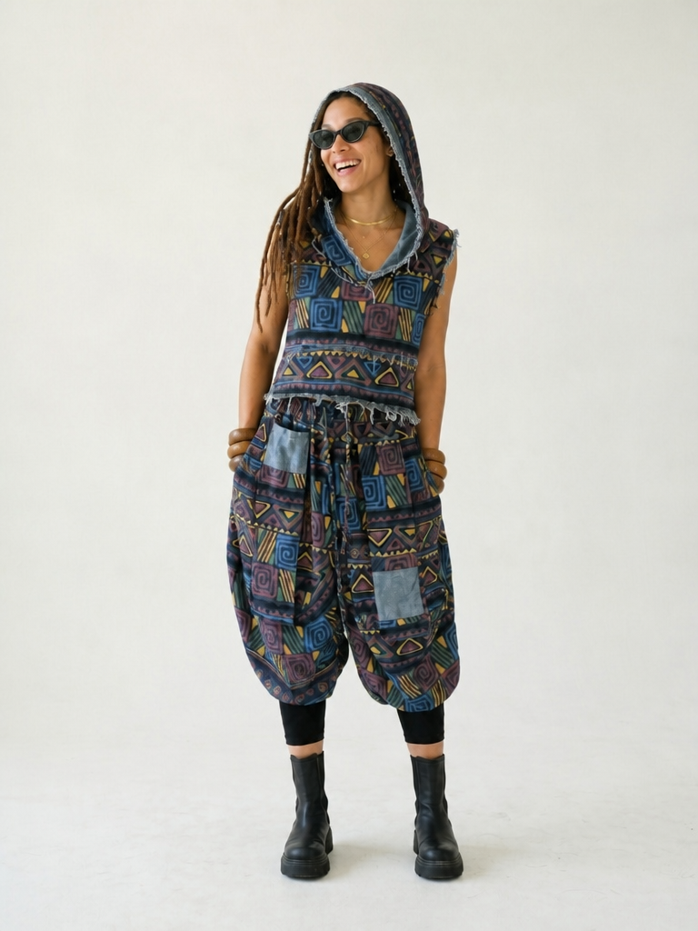 Adventurous Printed Loose Denim Set
