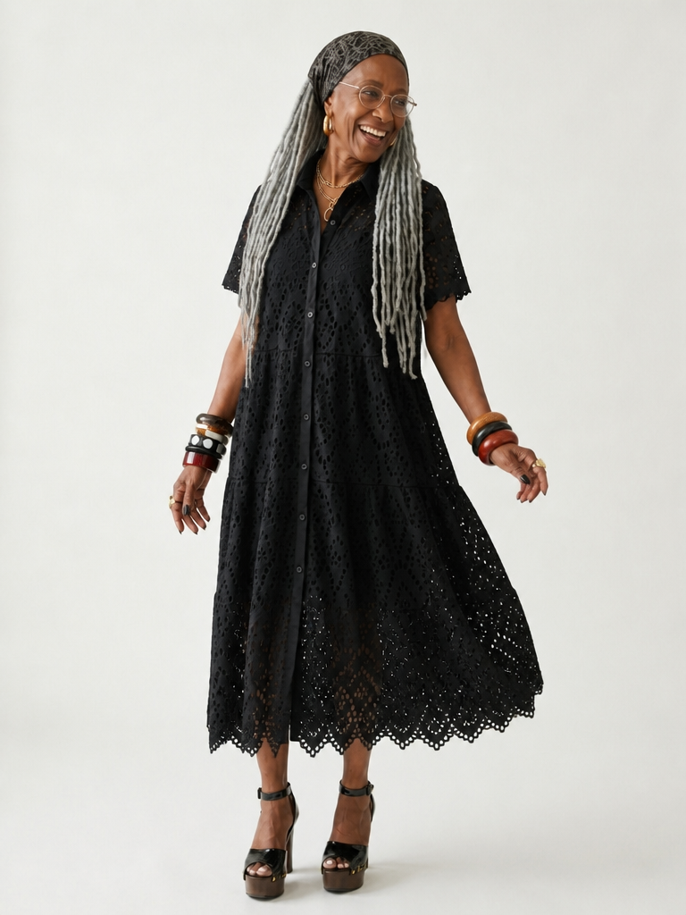 Sovereign Lace Midi Shirt Dress