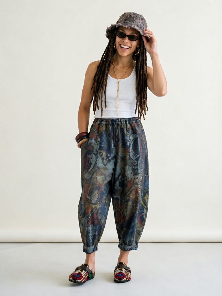 Maverick Printed Wide Leg Jeans
