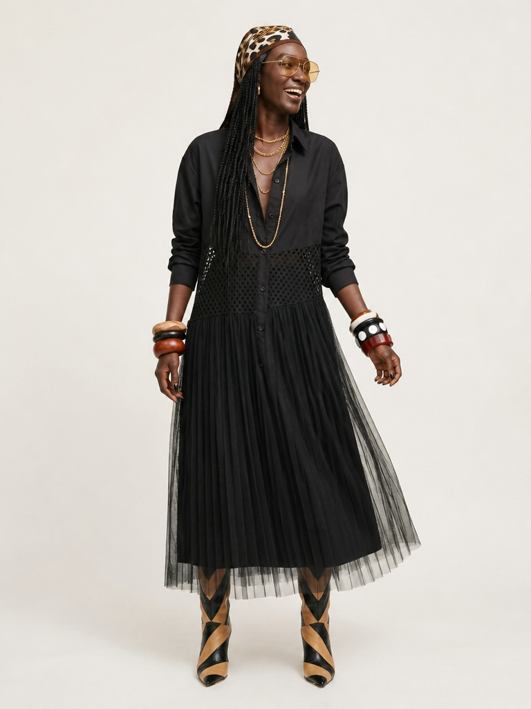 Audacious Mesh Patchwork Maxi Dress