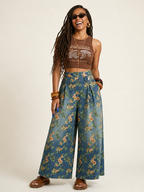 Free Spirit Floral Print Wide-Leg Jeans