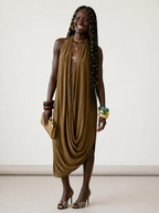 Confident Halter Ruched Maxi Dress