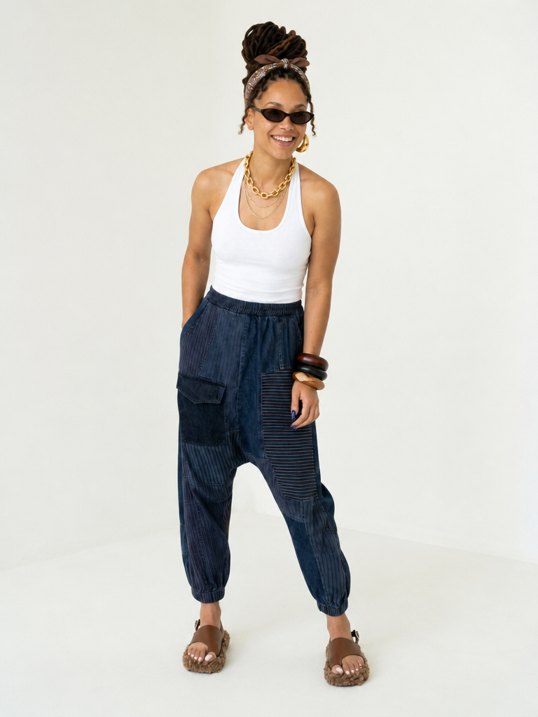 Free Spirit Denim Patchwork Harem Jeans