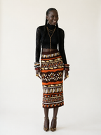 Wanderlust Pleated Print Midi Skirt