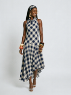Ethereal Plaid Halter Midi Dress