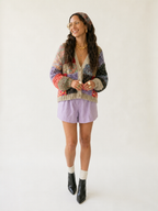 Vibrant Patchwork Knit Cardigan