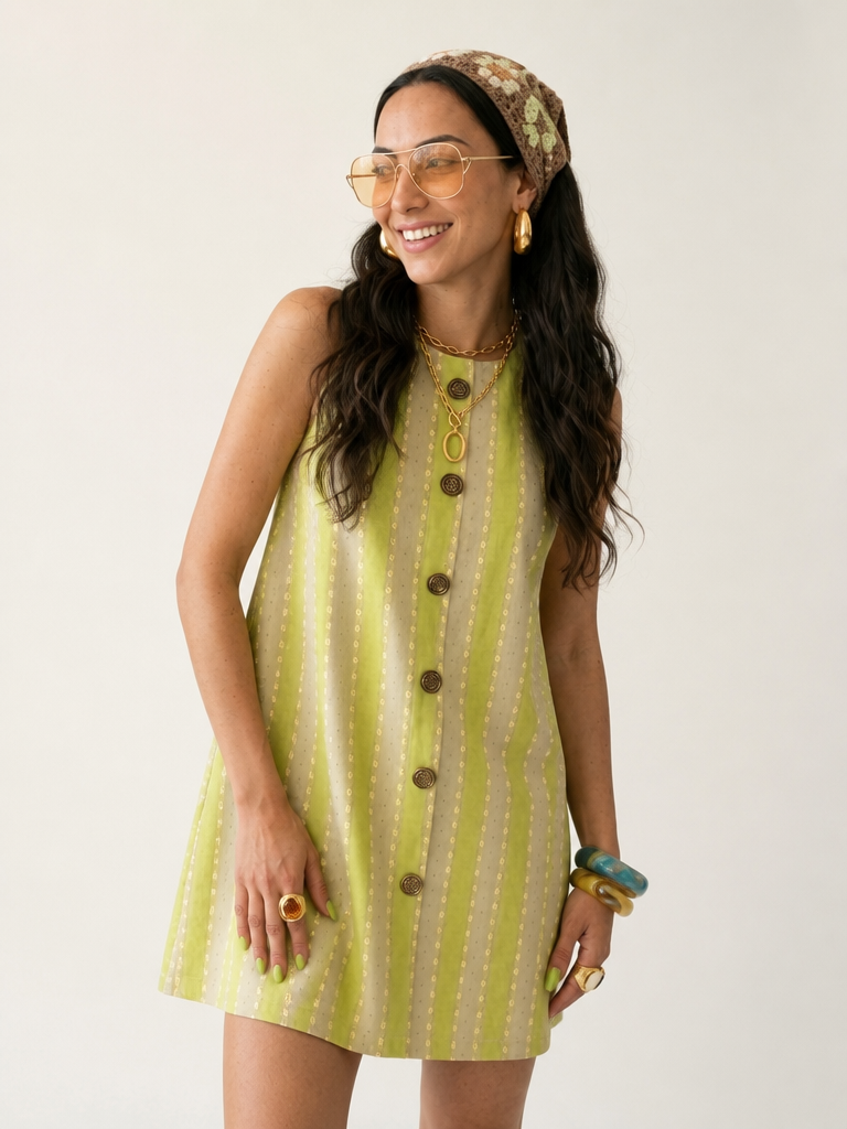 Vibrant Striped Mini Vest Dress