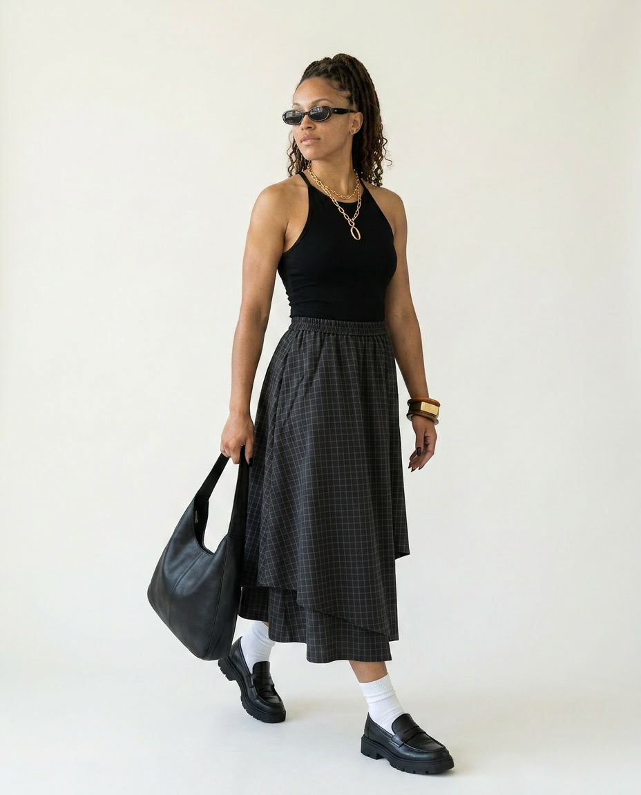 Unstoppable Plaid Irregular Skirt