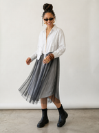 Unique Mesh Patchwork Shirt Dress