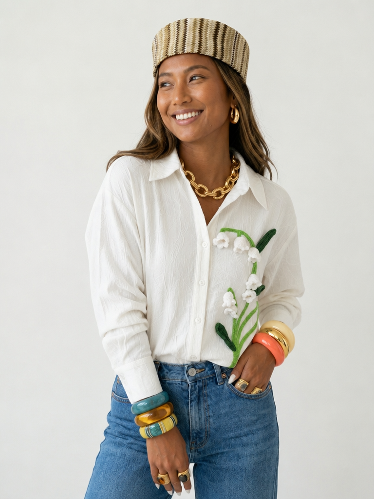Divine Embroidered Textured Blouse