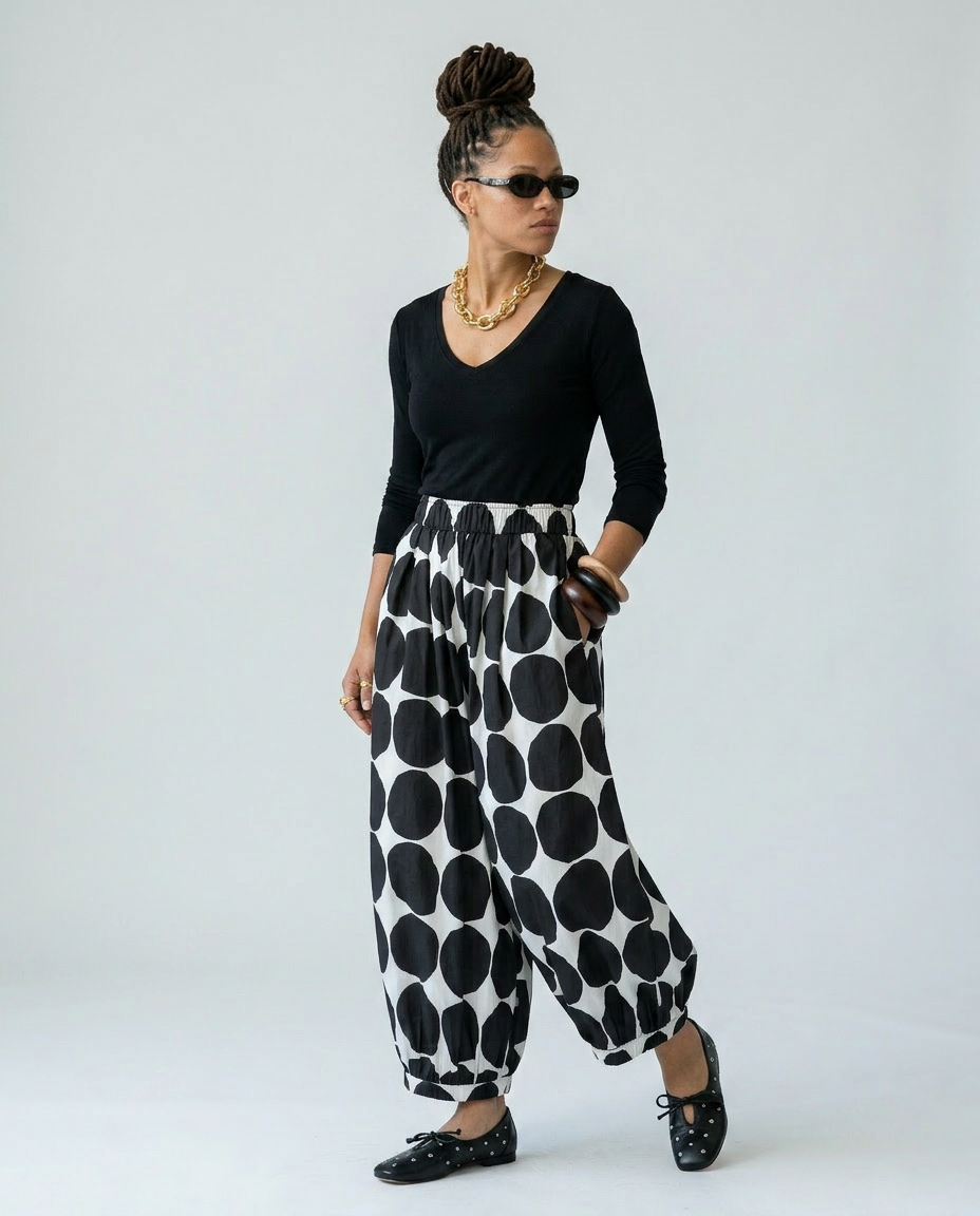 Vibrant Polka Dot Wide Leg Trousers