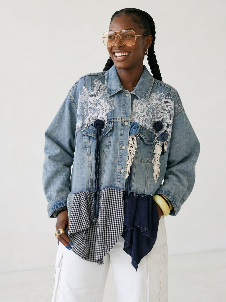 Unique Patchwork Tassel Denim Jacket