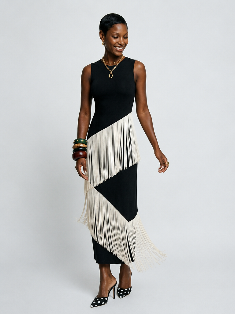 Free Spirit Tassel A-Line Maxi Dress