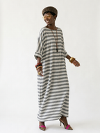 Grounded Striped Linen Maxi Dress