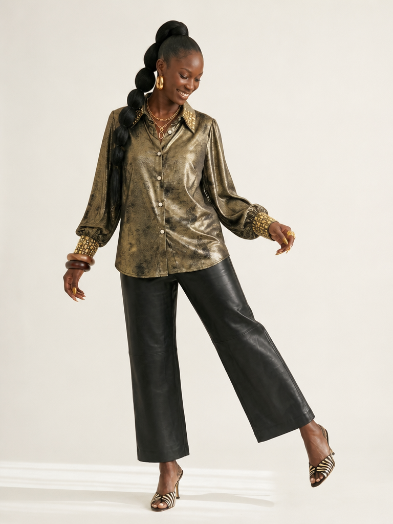 Magnetic Gold Beaded Blouse