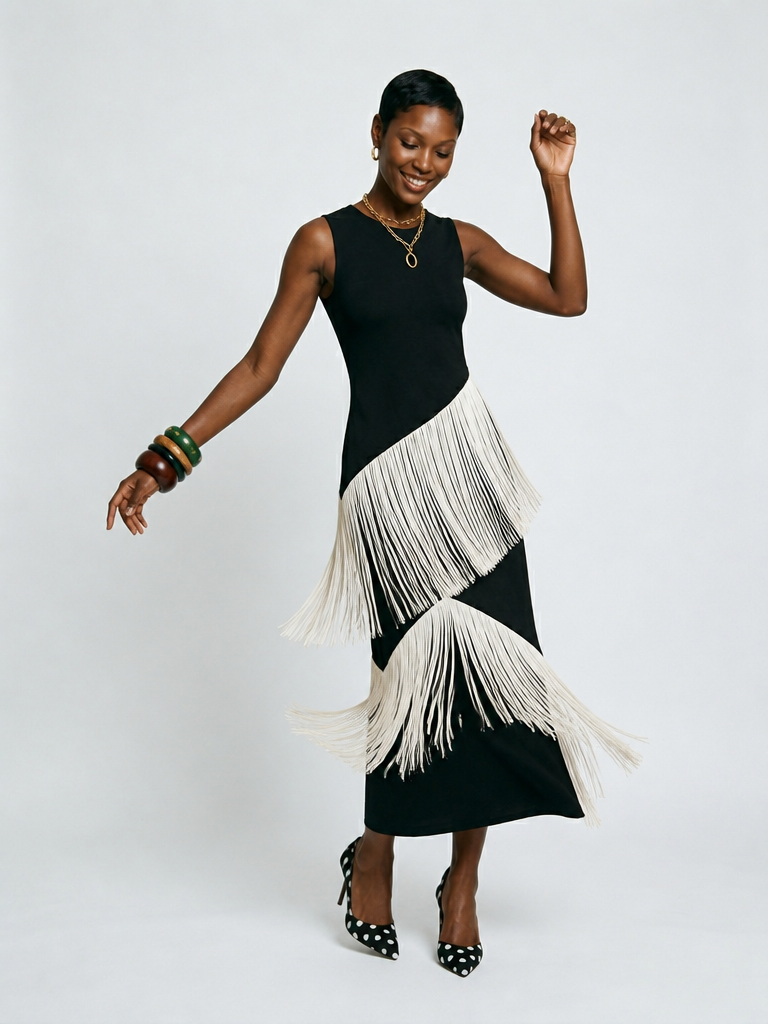 Free Spirit Tassel A-Line Maxi Dress