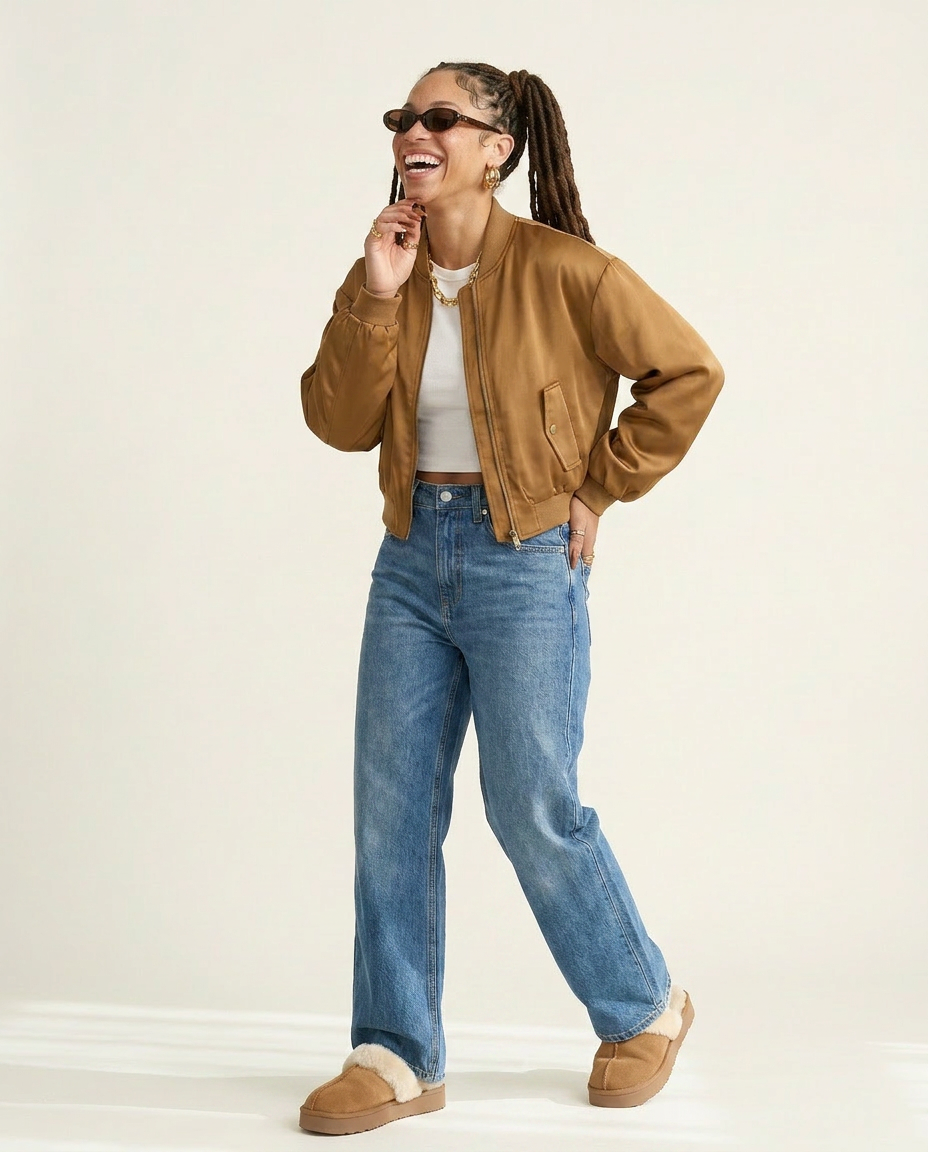 Confident Cropped Bomber Jacket